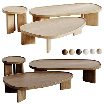 Modern Wooden Coffee Tables With Various Shapes And Multiple Color Options 3d model