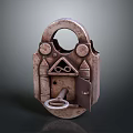 Vintage Metal Door Handle With Ornamental Design Keyhole And Inserted Key