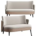 Modern Light Gray Fabric Sofa With Beige Accent Curved Armrest And Black Legs