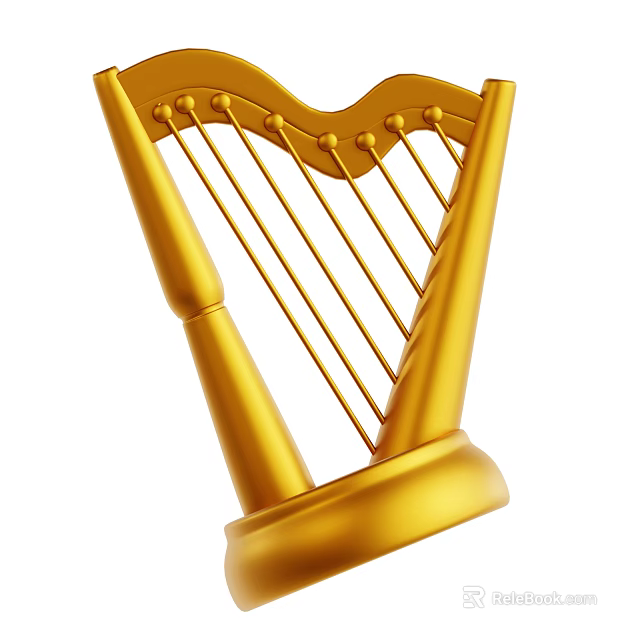 Golden Harp Shaped Playground Equipment For Kids Outdoor Recreational Fun 3d model 