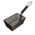 Sturdy Black Metal Wire Mesh Frying Basket Kitchen Tool With Long Handle Design