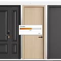 Modern Hinged Doors In Black Light Beige Dark Gray With Double Single Panel Designs 3d model