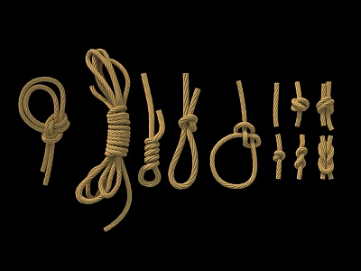 Various Types of Useful Rope Knots for Essential Daily Household Supplies 3d model