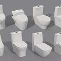 Various Modern White Toilet Designs Showcasing Different Styles For Bathroom 3d model