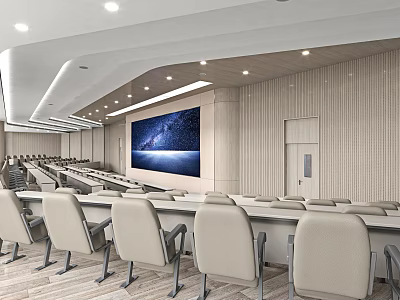 School Modern Lecture Hall Interior With Seats And Large Screen 3d model