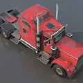 Red Semi Truck Featuring Dual Exhaust Pipes Shiny Cab And Black Tires