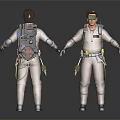Two men in full body beige uniform with tactical gear standing front and back