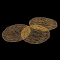 Golden Round Crispy Flatbreads With Three Pieces And Textured Surface On Dark Background 3d model