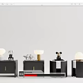 Modern Bedside Nightstands With Table Lamps Drawers And Decorative Figurines