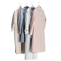 Stylish Soft Neutral Tones Clothing Collection With Hangers Storage Boxes Drawers And Bags
