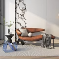 Modern chaise longue recliner side table floor lamp 3d model