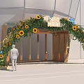 Decorative Event Entrance Arch With Sunflowers Butterflies And Green Plants