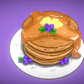 Delicious Stack of Pancakes With Butter Drizzled Syrup and Fresh Blueberries