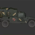 Green Camouflage Military Off Road Medical Vehicle With Red Cross Markings
