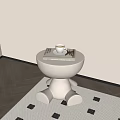 Round White Desk With Cartoon Bear Leg Supports Books And Cup On Diamond Rug