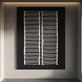Modern Black And White Woven Wall Art On Framed Concrete Wall With Lighting