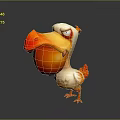 Cute Cartoon Bird Character With Orange Beak Large Belly White And Orange Feathers Red Feet