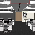 Modern Public Office Space Design With Workstations Office Chairs Contemporary Lighting And Minimalist Wall Art