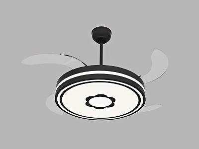 Modern Air Conditioner Fan with White Blades Circular Light and Black Accents 3d model