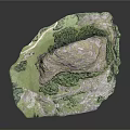 Realistic 3D Rocky Terrain Model With Green Vegetation And Natural Texture
