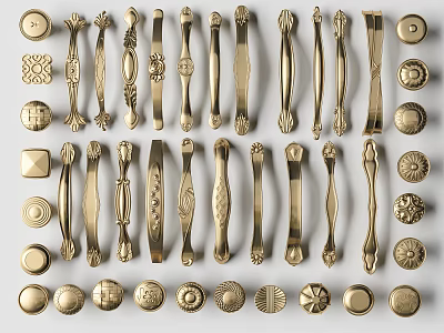 Brass Drawer Handles With Various Designs For Furniture And Cabinet Hardware 3d model