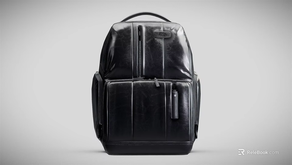 Black Leather Backpack Featuring Zipper Pockets Multiple Compartments And Sleek Modern Look 3d model