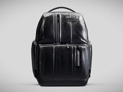 Black Leather Backpack Featuring Zipper Pockets Multiple Compartments And Sleek Modern Look 3d model
