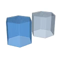 Hexagonal Blue And White Glass Side Tables With Textured Surface 3d model