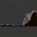 Detailed Mountainous Terrain Model With Snowy Regions And Display Base