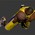 A Man Wearing Yellow Number 24 Jersey Shooting Basketball Against Grey Background
