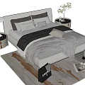Modern Double Bed Bedroom Interior With Soft Pillows Comforter Bedside Tables And Decorative Plant