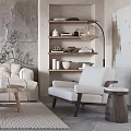 Natural Rustic Living Room Interior With Beige Sofa Wooden Coffee Tables And Stone Wall