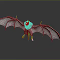 Gray Bat 3D Model With Large Wings In Standing Pose On Reflective Background 3d model