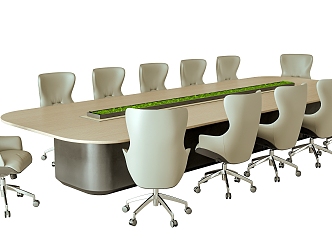 Modern Conference Table and Chair Combination Rotating Office Chair Conference Table 3d model