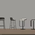 Modern Design Bar Stools With Various Styles And Metal Frames Dark Seats 3d model