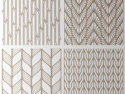 Modern Partition Design With Geometric Patterns Gold Lines And White Background 3d model