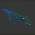 Green Reptile Crocodile 3D Model Featuring Detailed Scales on Gray Background