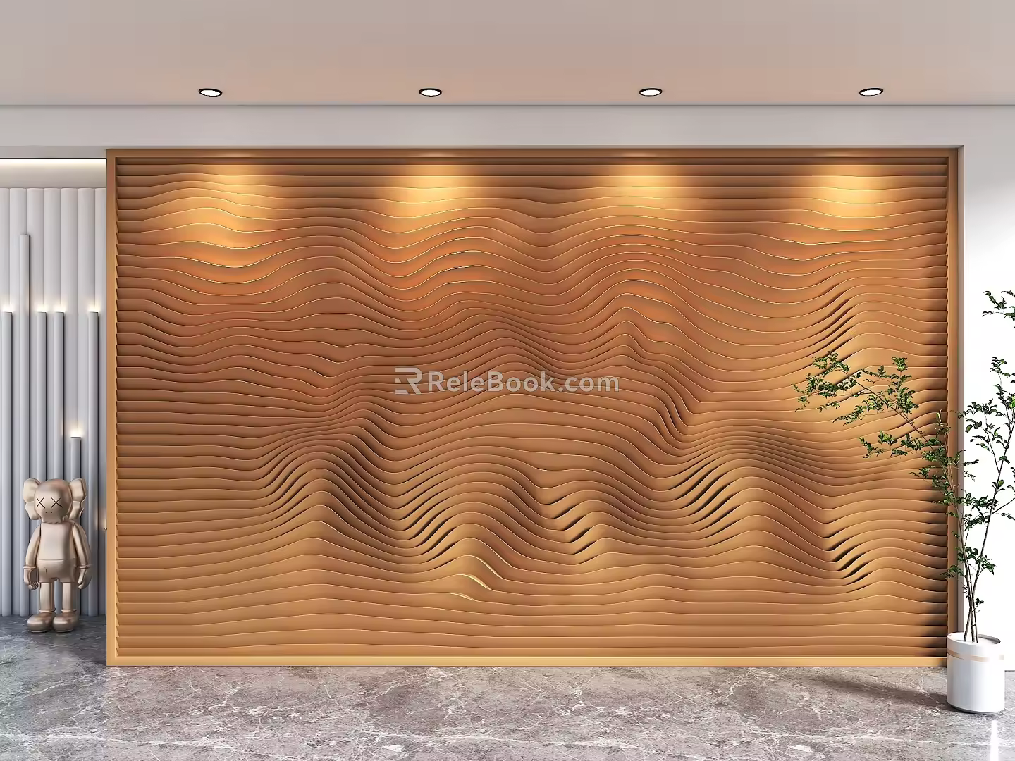 Special-shaped partition modern corrugated background wall modern special-shaped background wall wave background wall sofa background bed background 3d model