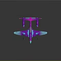 Colorful Modern Airplane Model With Purple Blue Geometric Patterns And Reflections 3d model