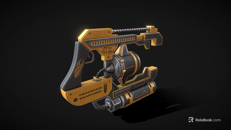 PROTECHNIC CUT 14TW Industrial Cutting Tool Yellow Black Mechanical Design With Flame Logo 3d model 