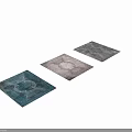 Ornate Pattern Square Carpets in Gray Blue Teal Tones for Home Interior Decor 3d model