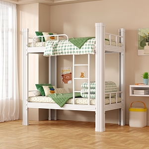 Upper and lower bunk bed iron bed high and low bed student dormitory bed staff dormitory iron bed 3d model