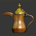 Vintage Copper Kettle with Gold Plated Lid and Curved Spout Design