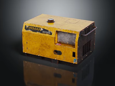 FIRMAN Portable Yellow Power Generator With Control Panel And Ventilation Grilles 3d model
