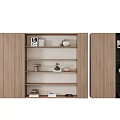Modern Wooden Bookshelf With Open Shelves Decorative Items Books Artworks And Contemporary Design