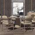 New Chinese Dining Table and Chair Combination Dining Table and Chair 3d model