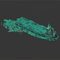 Weathered Battleship Model Featuring Detailed Deck And Metal Hull Structure