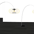 Modern Arched Floor Lamp with Glass Shade and Metal Stand in Living Room