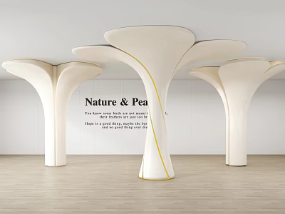 Nature & Pea Modern Sculptural Columns In White With Gold Accent Design 3d model