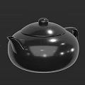 Elegant Black Glossy Teapot With Smooth Rounded Design And Shiny Surface 3d model